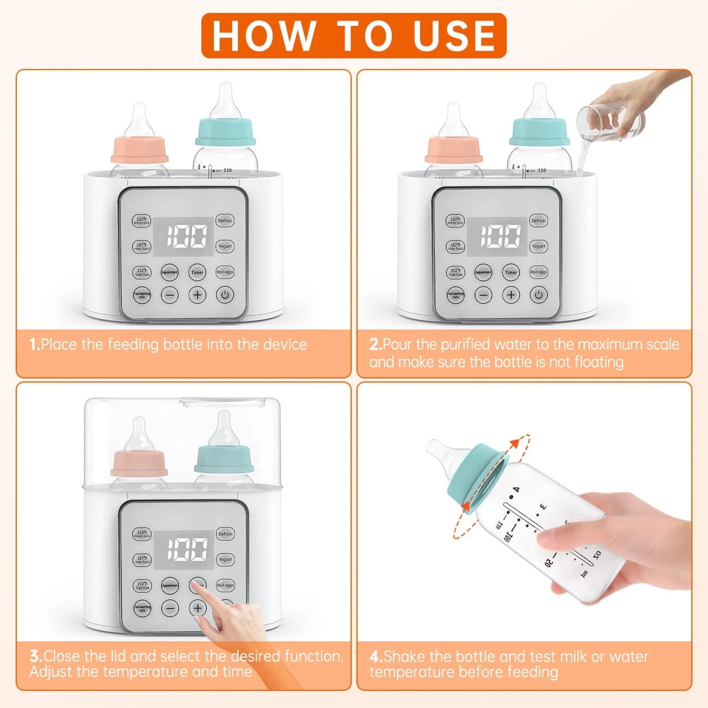 Double Bottles Milk Warmer