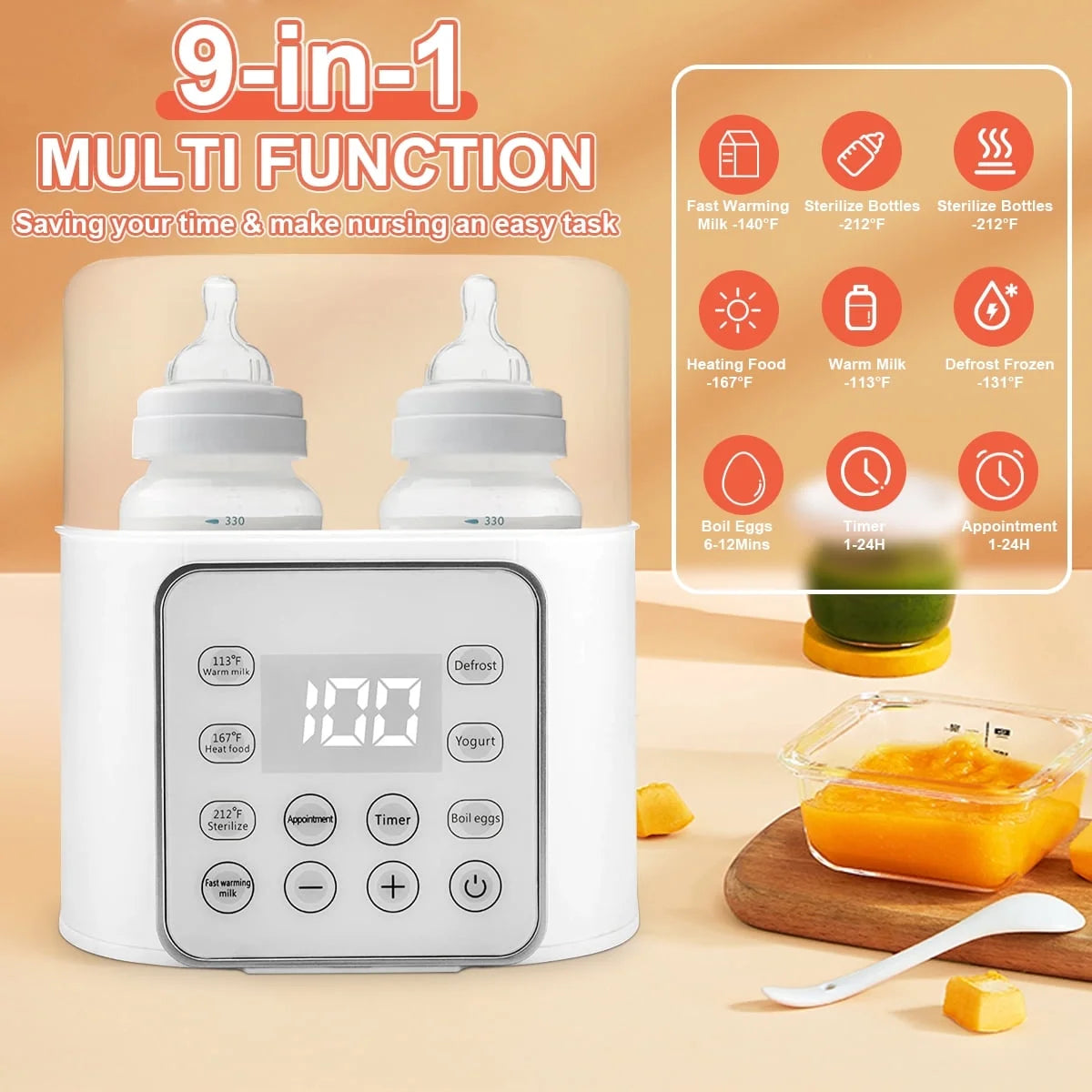 Double Bottles Milk Warmer